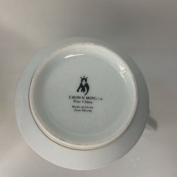 Crown Ming Fine China 8 Oz Creamer And 2 Cup Sugar Bowl Rose Floral Gold Trimmed - Picture 6 of 11